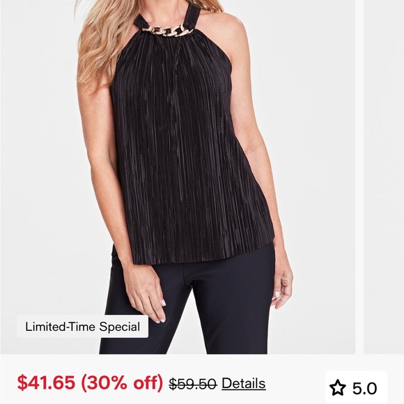 Unlock a chic look with this chain-trim halter top from I.N.C. - Picture 3 of 4